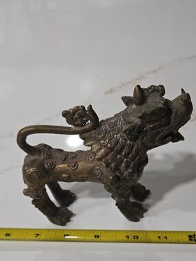 Source Unknown Bronze-Tone Foo Dog Figurine - Brown and Gold Patina